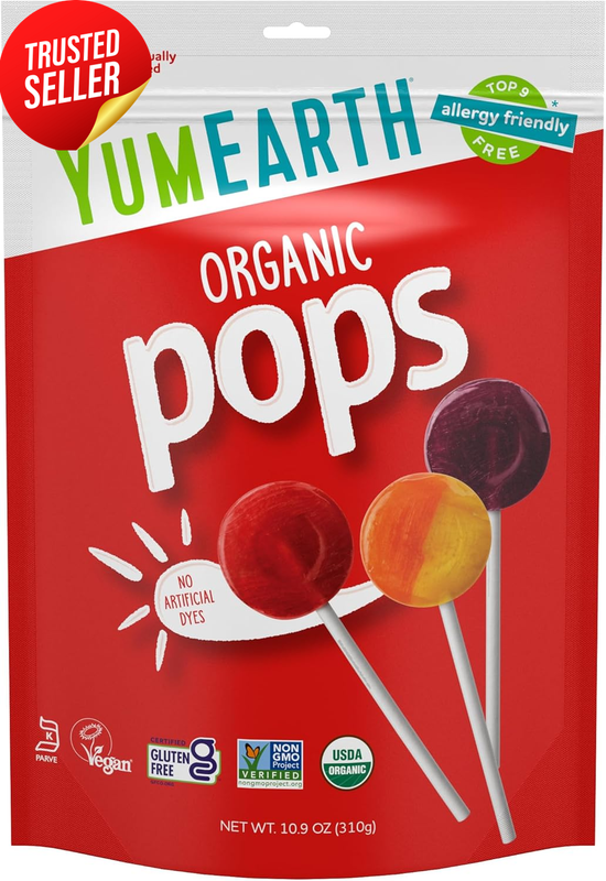 Organic Lollipops Assorted Flavours 50 Count Natural Candy Sweets Pack