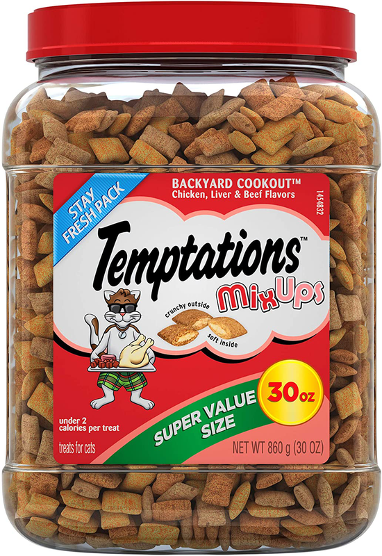 TEMPTATIONS MixUps Treats for Cats, Crunchy and Soft, High Nutrition, 30 oz.