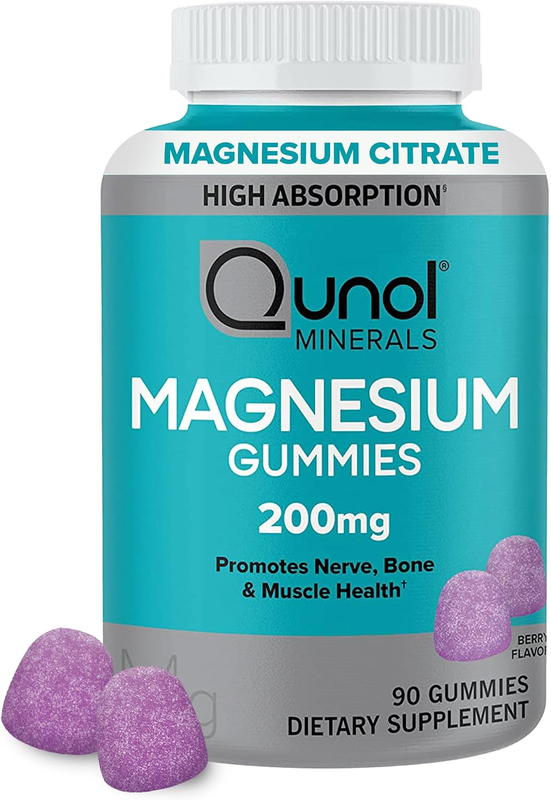 Qunol Magnesium Citrate Gummies 200Mg, Vegetarian, 90 Ct EXP:07/27