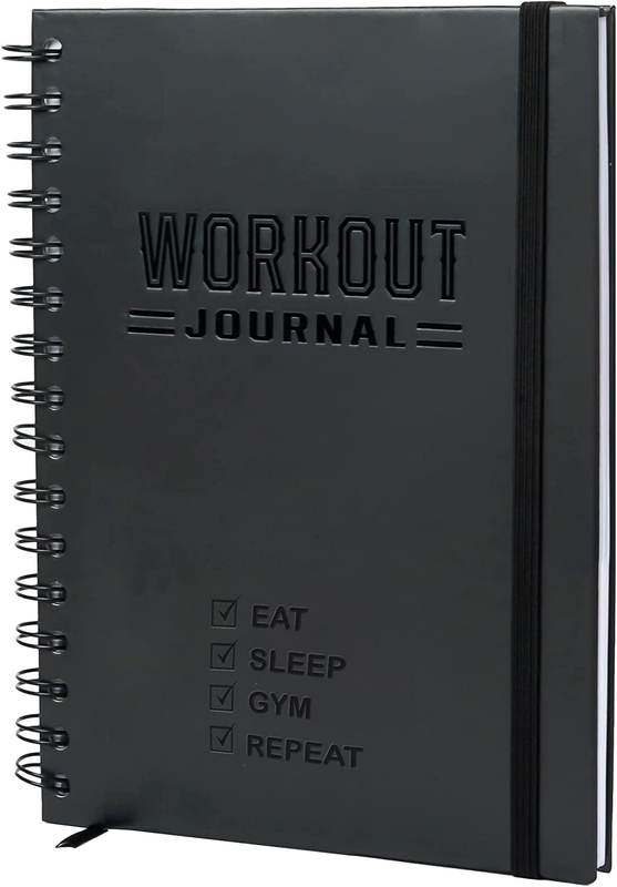Hardcover Fitness Journal Workout Planner for Men & Women - A5...