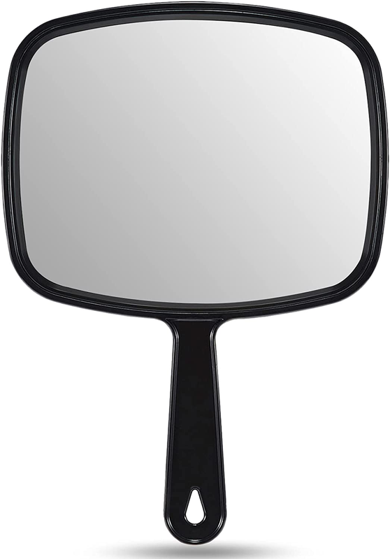 Hand Mirror, All Black Handheld Mirror with Handle, 6.6" W x 9.3" L, Pack of 1