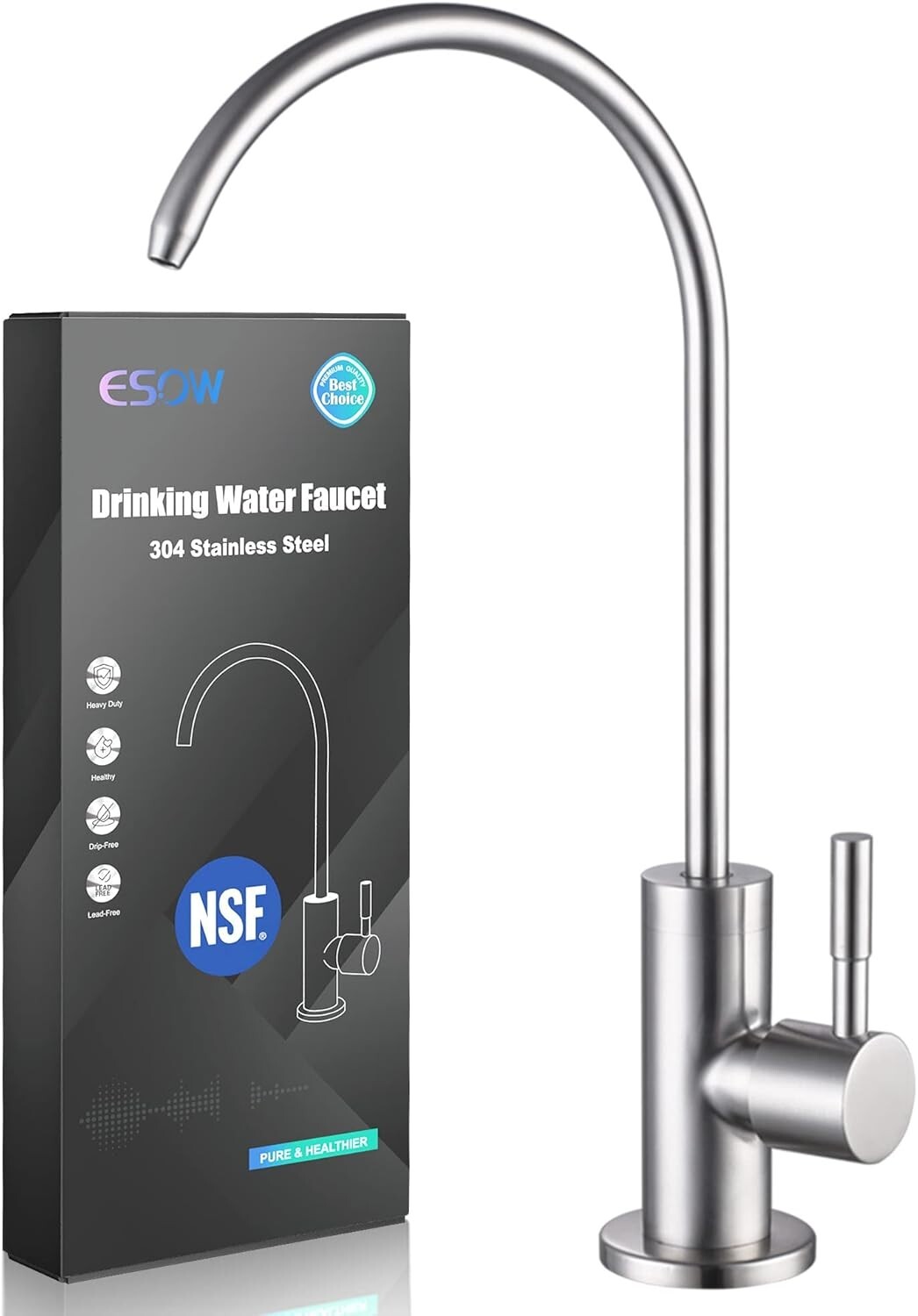 ESOW Kitchen Water Filter Faucet 100% Lead-Free Drinking Water Faucet Stainless