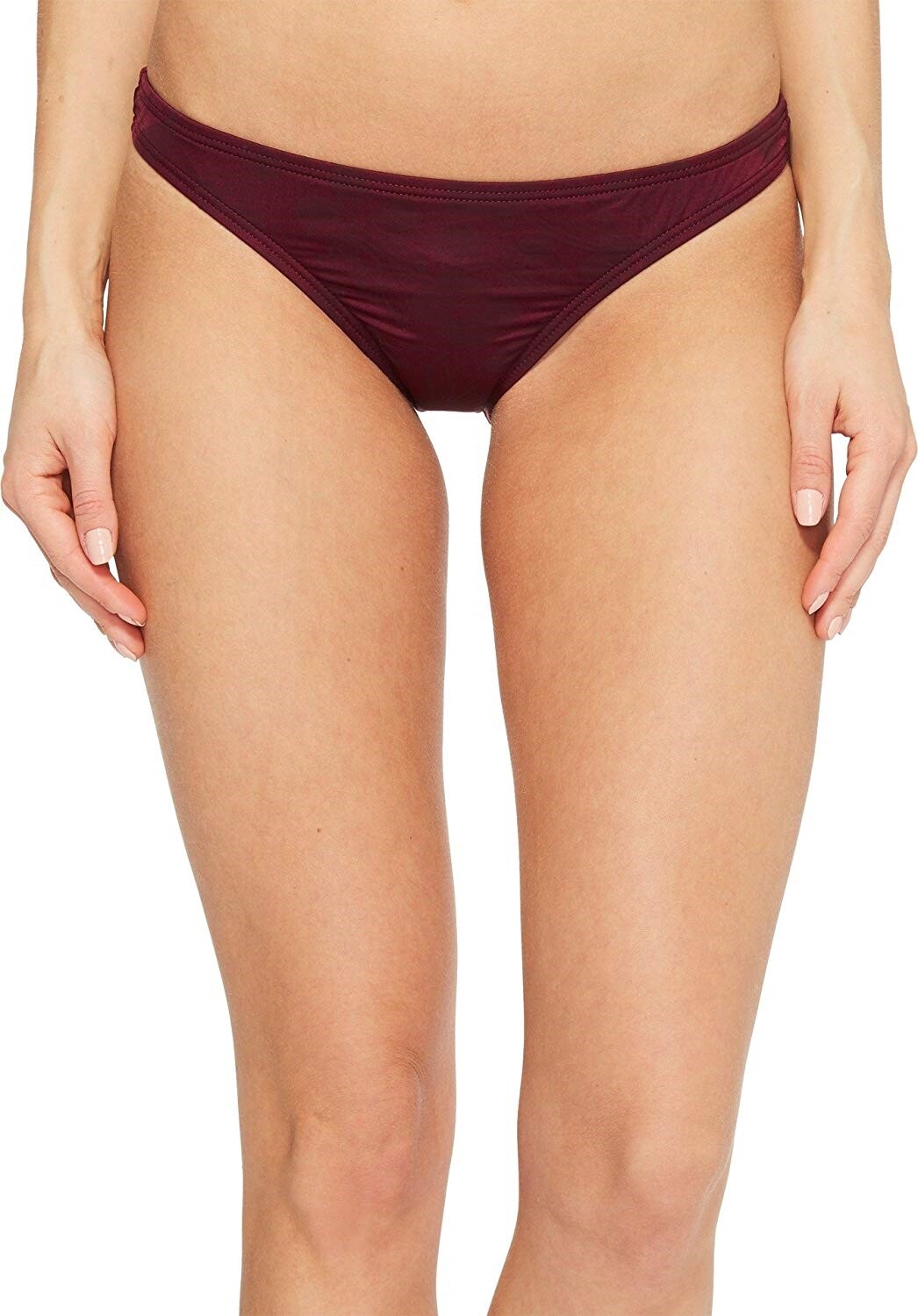 Bikini Lab 171337 Womens Hipster Cheeky Bikini Bottom Swimwear Merlot Size Large