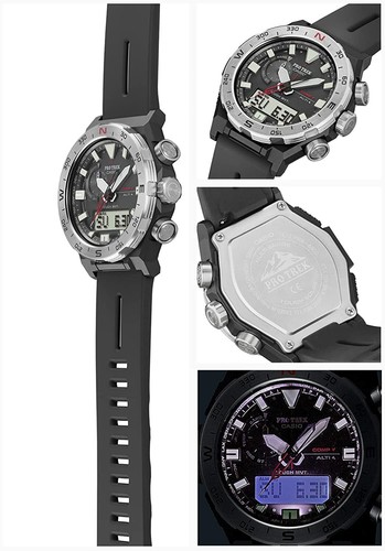 Pre-owned Casio Pro Trek Prw-6800-1jf Climber Line Radio Solar Analog Digital Men`s Watch