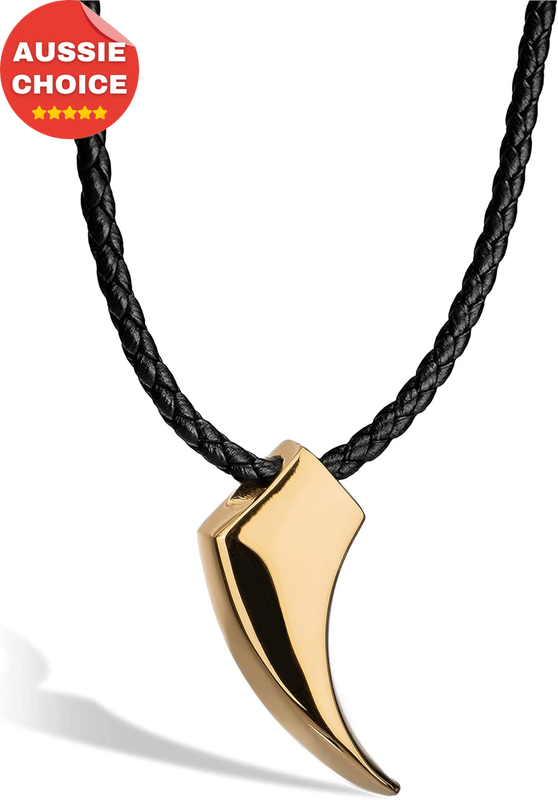 Leather Wolf Necklace Pendant Men's Jewelry Gift Box Ideal for Him