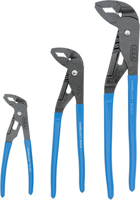 CHANNELLOCK GLS-3 3-Piece GRIPLOCK Tongue & Groove Pliers Set, 6.5'', 9.5'', 12.5''