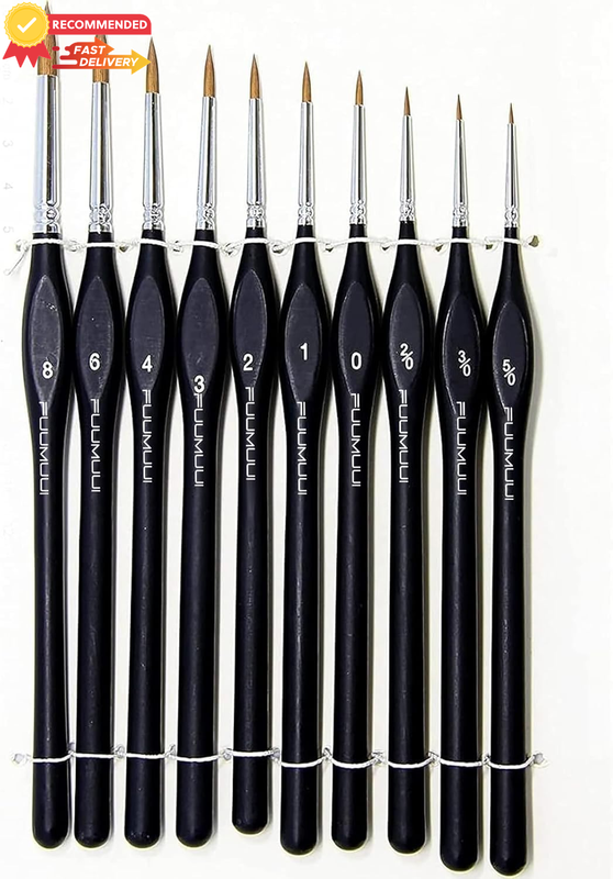 10 Pcs Detail Paint Brush Set - Mini Brushes for Watercolor, Oil, Acrylic Art