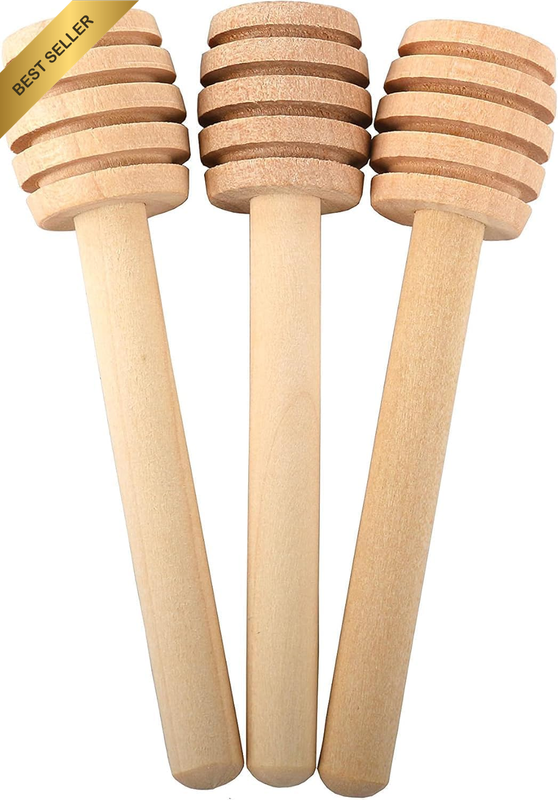 Wooden Honey Dipper Sticks, 3Pcs Mini Honey Spoon for Honey Jar Dispense Mixing
