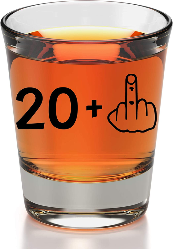 21St Birthday Shot Glass - 21 + Middle Finger Funny Birthday