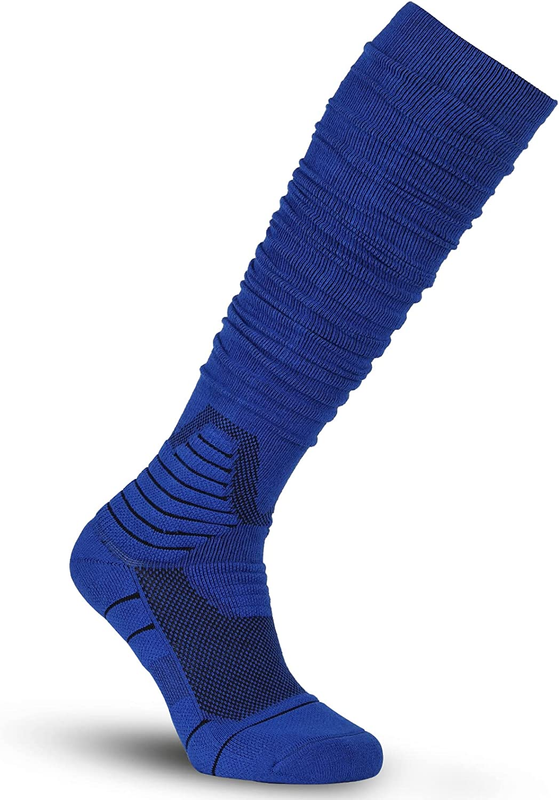 Scrunch Football Socks 2 Pairs, Extra Long Padded Sports Socks for Men & Women