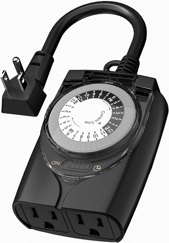 HBN Outdoor Timer Outlet Waterproof, 24 Hour Mechanical Light Timers for Electri