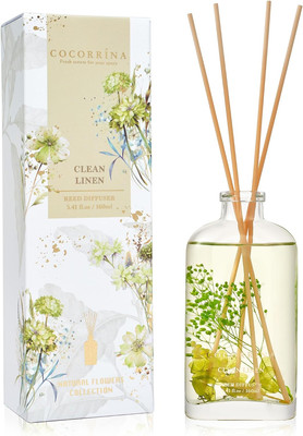 Reed Diffuser - Clean Linen 5.41 Oz Flower Reed Diffuser Set with Sticks, Bedroo