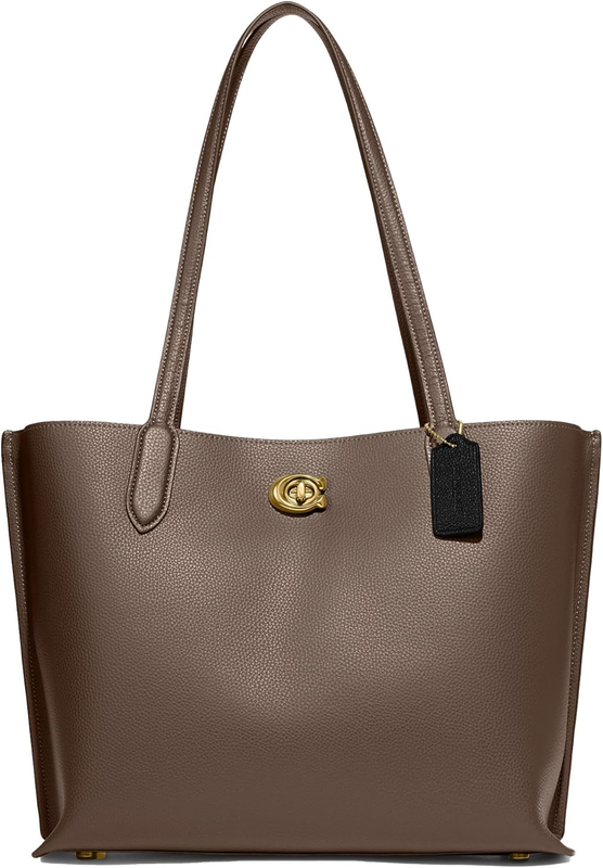 COACH Polished Pebble Leather Willow Tote, Dark Stone