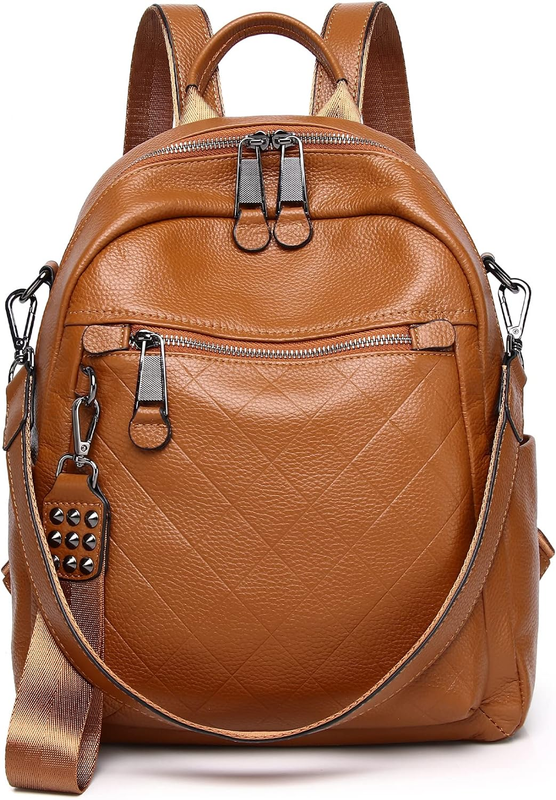 Genuine Leather Backpack Purse for Women - Soft Leather Conv