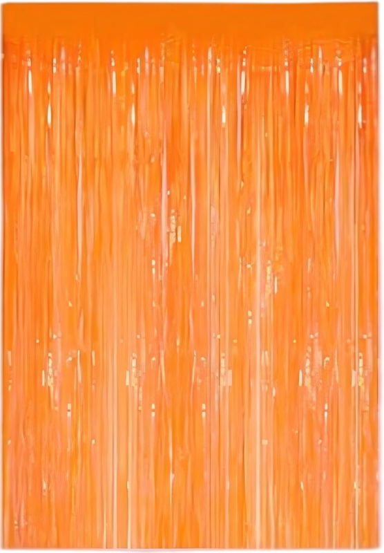 Orange Metallic Tinsel Foil Fringe Curtains 1X2.5M, 2 Pack | Door Streamers, Bir