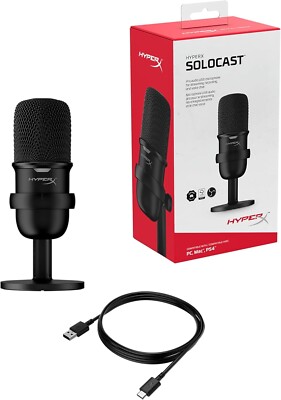 HyperX SoloCast Wired Cardioid USB Condenser Gaming Microphone - Black