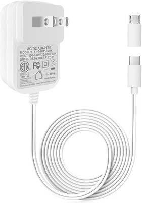 5V AC DC Charger Power Cord with Type-C and Micro USB DC Connector ETL Certif...
