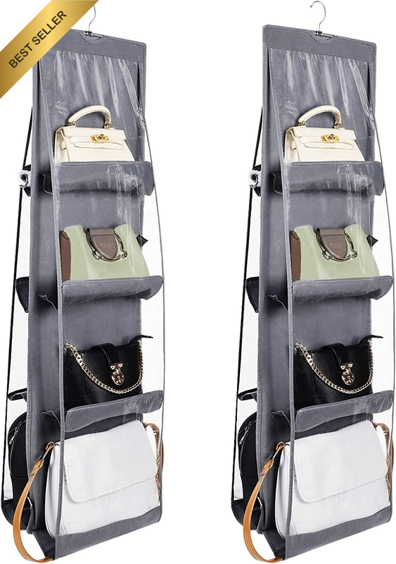 2 Pack Handbag Storage Hanging Organizer - Space Saving Wardrobe Closet Organize