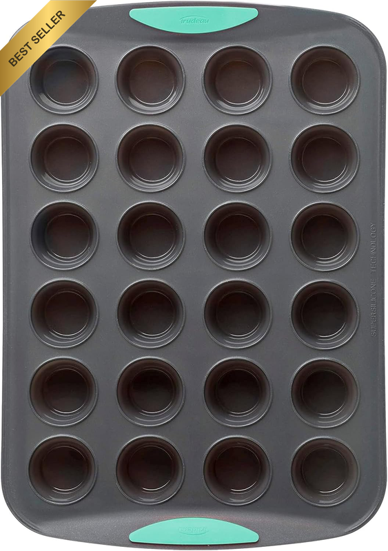 Structure Silicone Muffin Pan, Pan-24 Cup, Grey/Mint