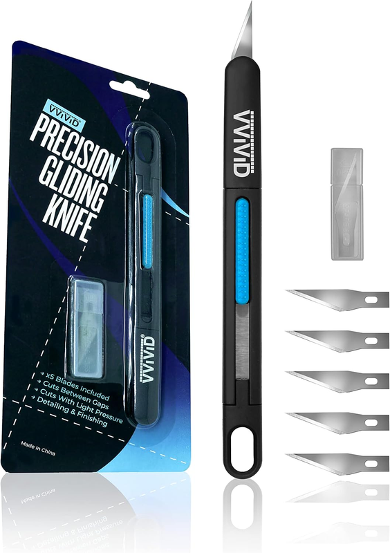 Precision Gliding Craft Hobby Knife, Retractable, Safety Locking, 5 Replacement