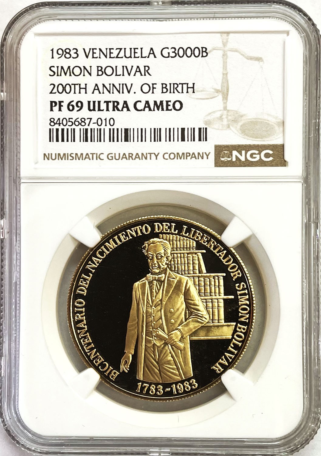 1983 GOLD VENEZUELA 3000 BOLIVARES SIMON BOLIVAR BIRTHDAY