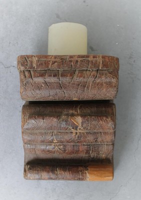 Carved Architectural Corbel Bookend, Rustic Candle Holder, Aged Architectural