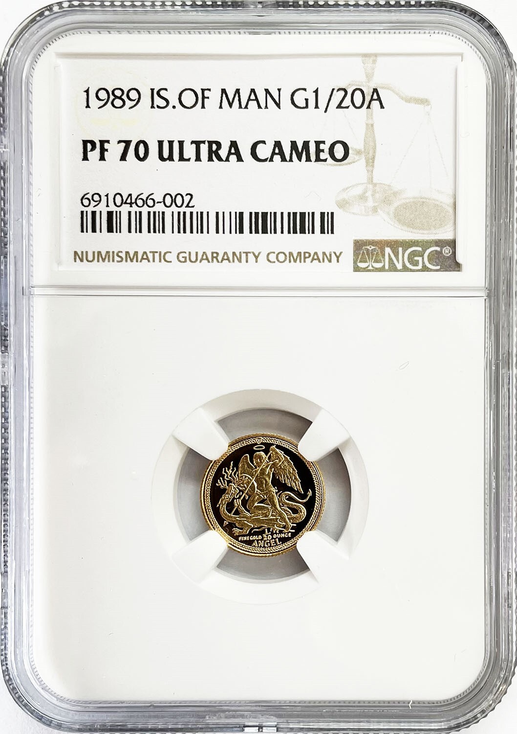 1989 GOLD ISLE OF MAN 1/20 OZ ANGEL COIN NGC PROOF 70 ULTRA