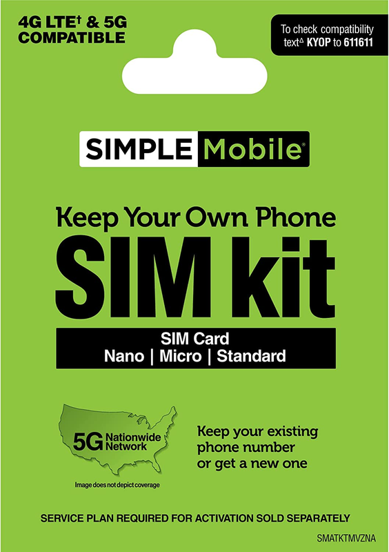 Prepaid Sim Card Kit (Verizon Network), Regular & Micro Size Sim Cardの