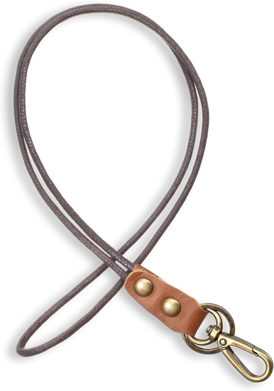 Genuine Leather Rope Necklace Lanyard for Key Id Badge Holder, Lobster Claw USA