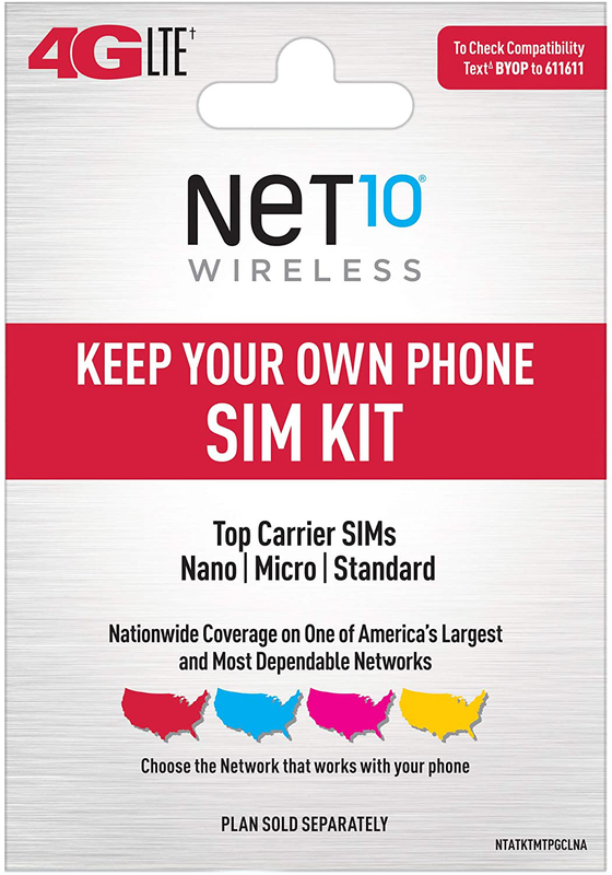 Net10 Keep Your Own Phone 3-in-1 Prepaid SIM Card Universal 