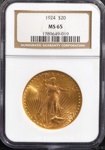 1924 United States $20 Double Eagle Gold St. Gaudens Hammered NGC MS 65