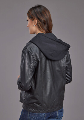 Pre-owned Stetson Womens Smooth Jean Style Black Leather Leather Jacket