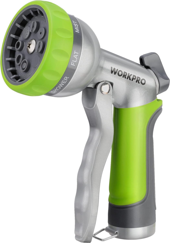 Nozzle - 100% Heavy Duty Metal Water Hose Spray With 8 Adjus