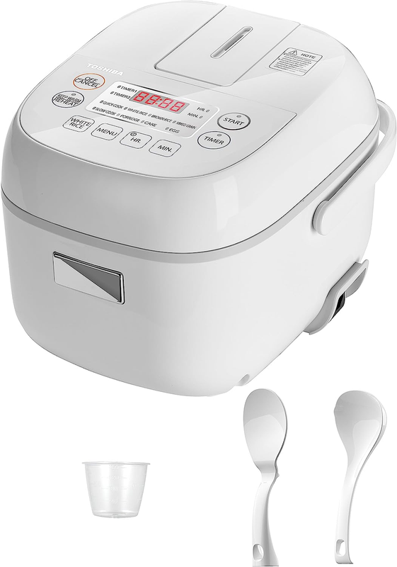 Toshiba Rice Cooker Small 3 Cup Uncooked &ndash; LCD Display with 8 Cooking Functions,