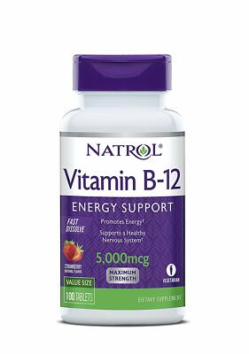 Natrol Vitamin B12 5000 mcg Fast Dissolve, Strawberry flavor, 100...