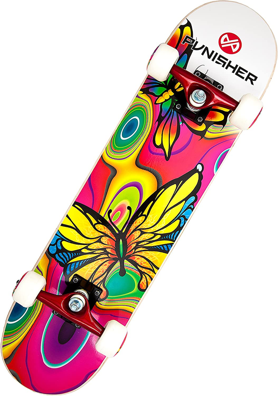Punisher Girls Skateboard Complete with 31.5" X 7.75" Double Kick Concave Deck C