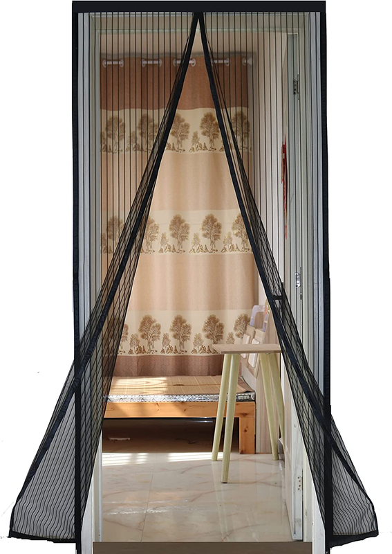 Magnetic Fly Screen Door 90x210cm Mosquito Net Full Frame 36 Magnets Black