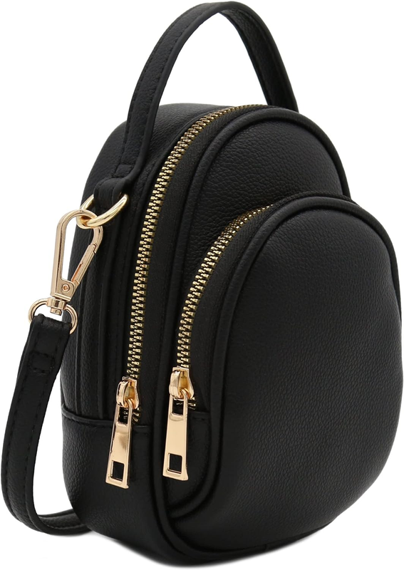 Two Compartment Mini Oval PU Leather Crossbody Bag