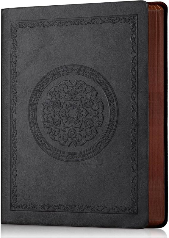 Leather Vintage Journal Notebook,300 Pages,Leather Softcover Lined Journal Black