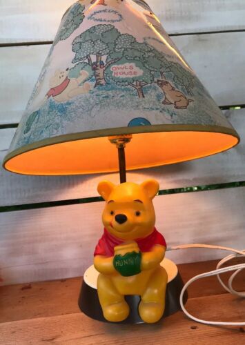 1977 Vintage Winnie The Pooh Nursery Lamp w/ Shade As Is Lights When Plug In USA