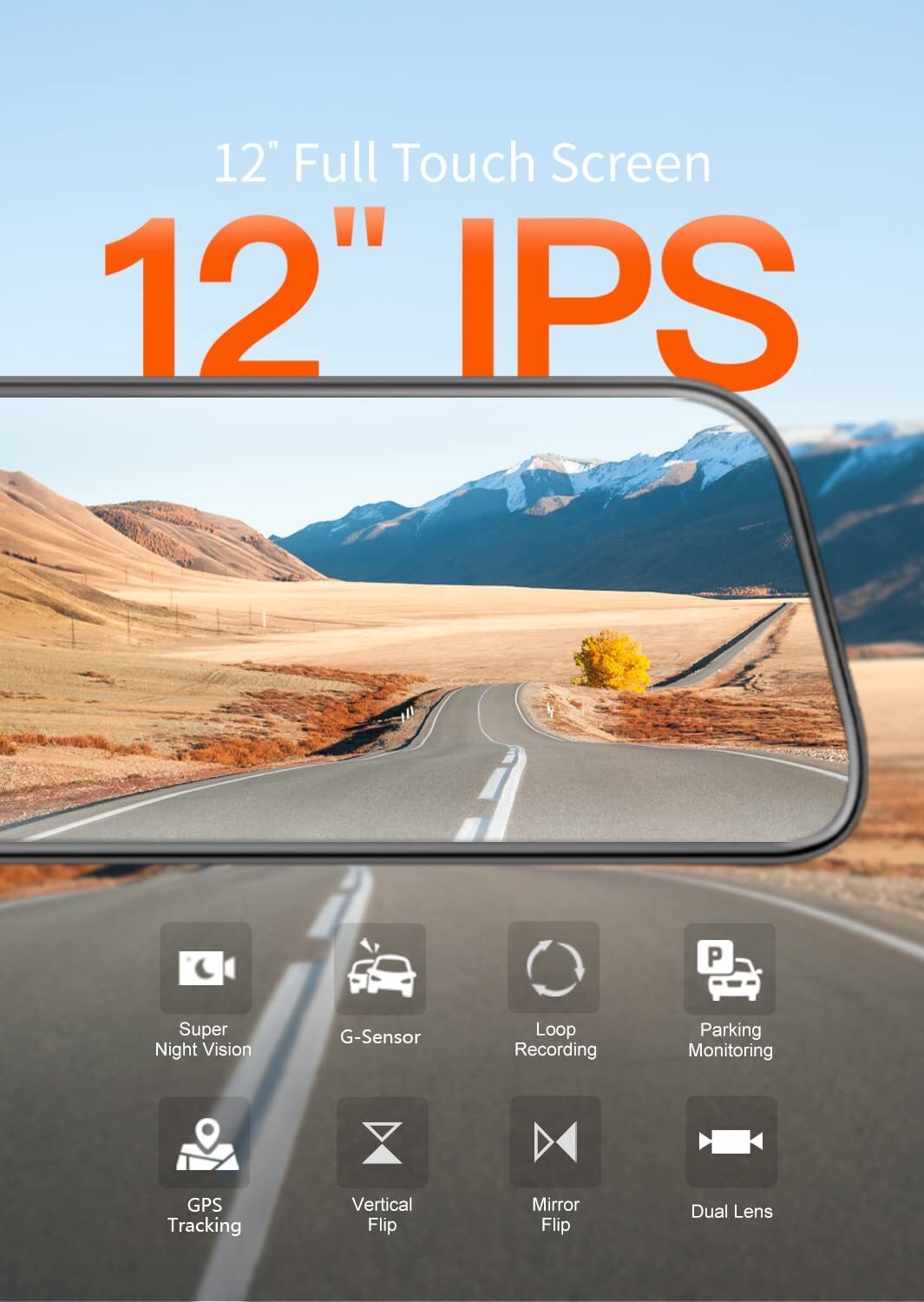 WOLFBOX 1080P G840S Mirror Dash Cam Front and Rear Hardwire Kit,Polarizing Lens