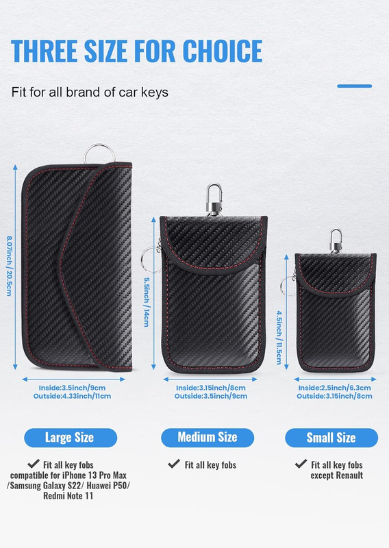Faraday Pouch for Car Keys, Faraday Bag, Car RFID Signal Blocking Holder, Key Fo