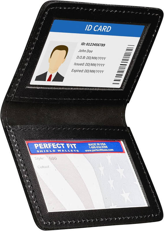 Duty Leather 2 ID Leather Bifold License Holder Dual Double I.D. Case Card Permi