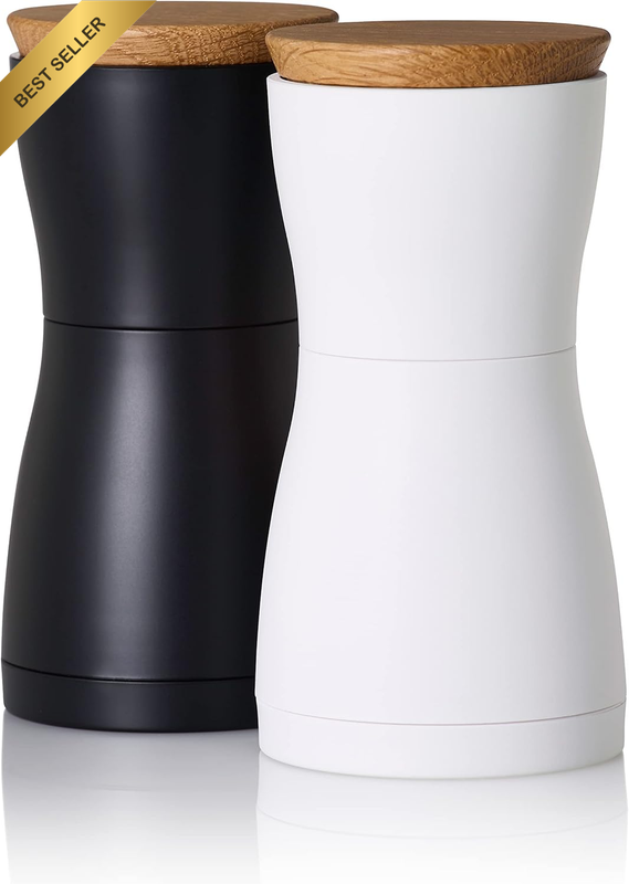 Twin Pepper and Salt Mill Set, 13.3Cm, Black and White