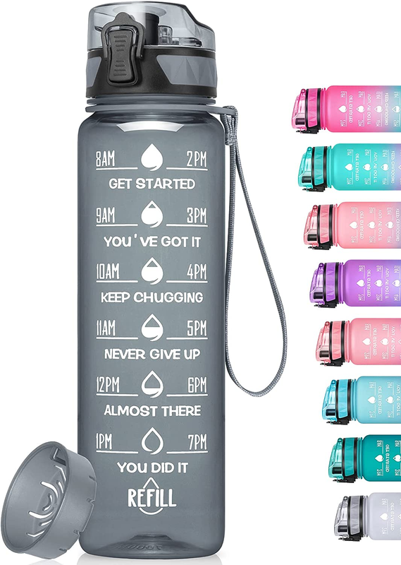 Motivational Water Bottle with Time Marker, 26/32 Oz BPA Free Water Bottles with