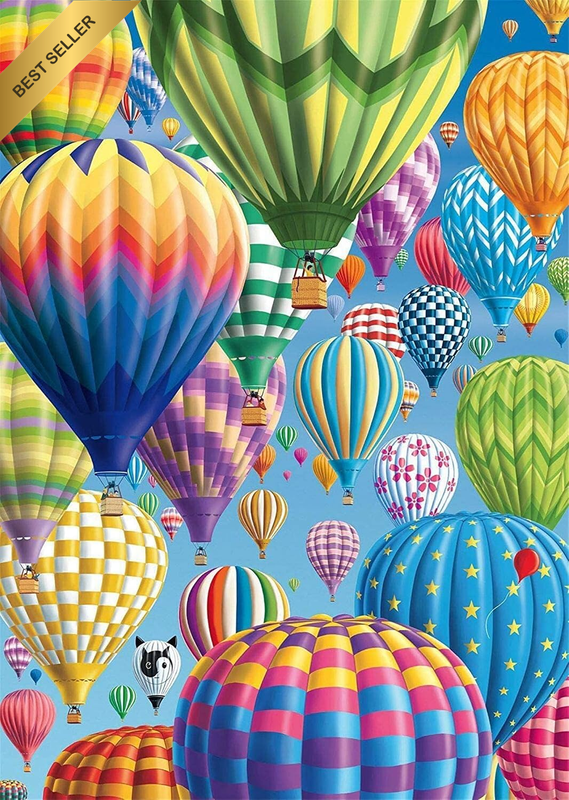 Cross Stitch Kits Stamped, Colorful Hot Air Balloon Printed Pattern 11CT 14.2X18