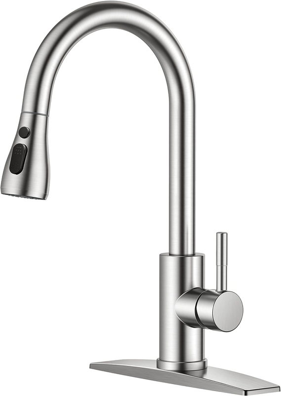 Kitchen Faucet with Pull down Sprayer Brushed Nickel High Arc Single Handle Sink
