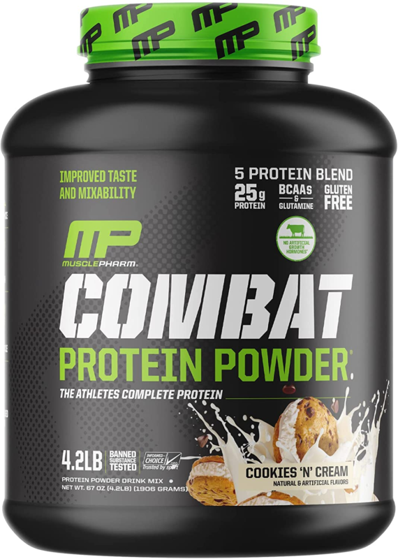 MusclePharm Combat Protein Powder, Cookies 'N' Cream, 4.2 Pounds, 52 Servings