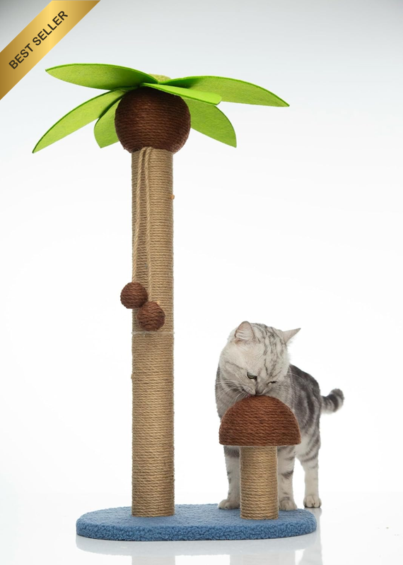 Cat Scratching Post 75Cm Tall Coconut Tree Style Cat Scratch Post with Interacti