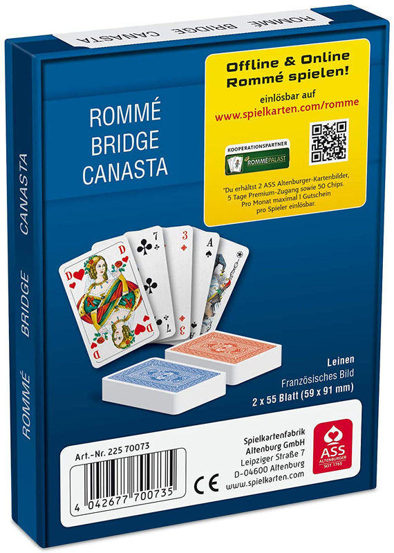 ASS Altenburger 22570073 - Romme mit Leinenprägung, Kartenspiel